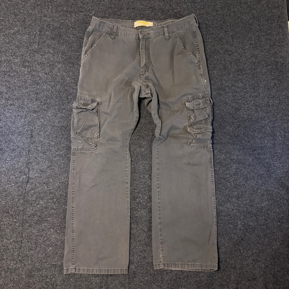 Wrangler Mens Gray Cotton Cargo Work Pants 34x30 70BRWAH Utility Streetwear
